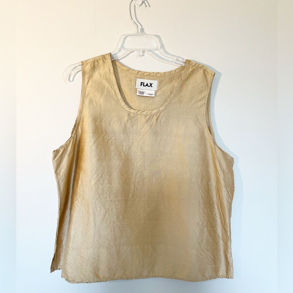 Flax Gold Silk Tank Sleeveless Size Large